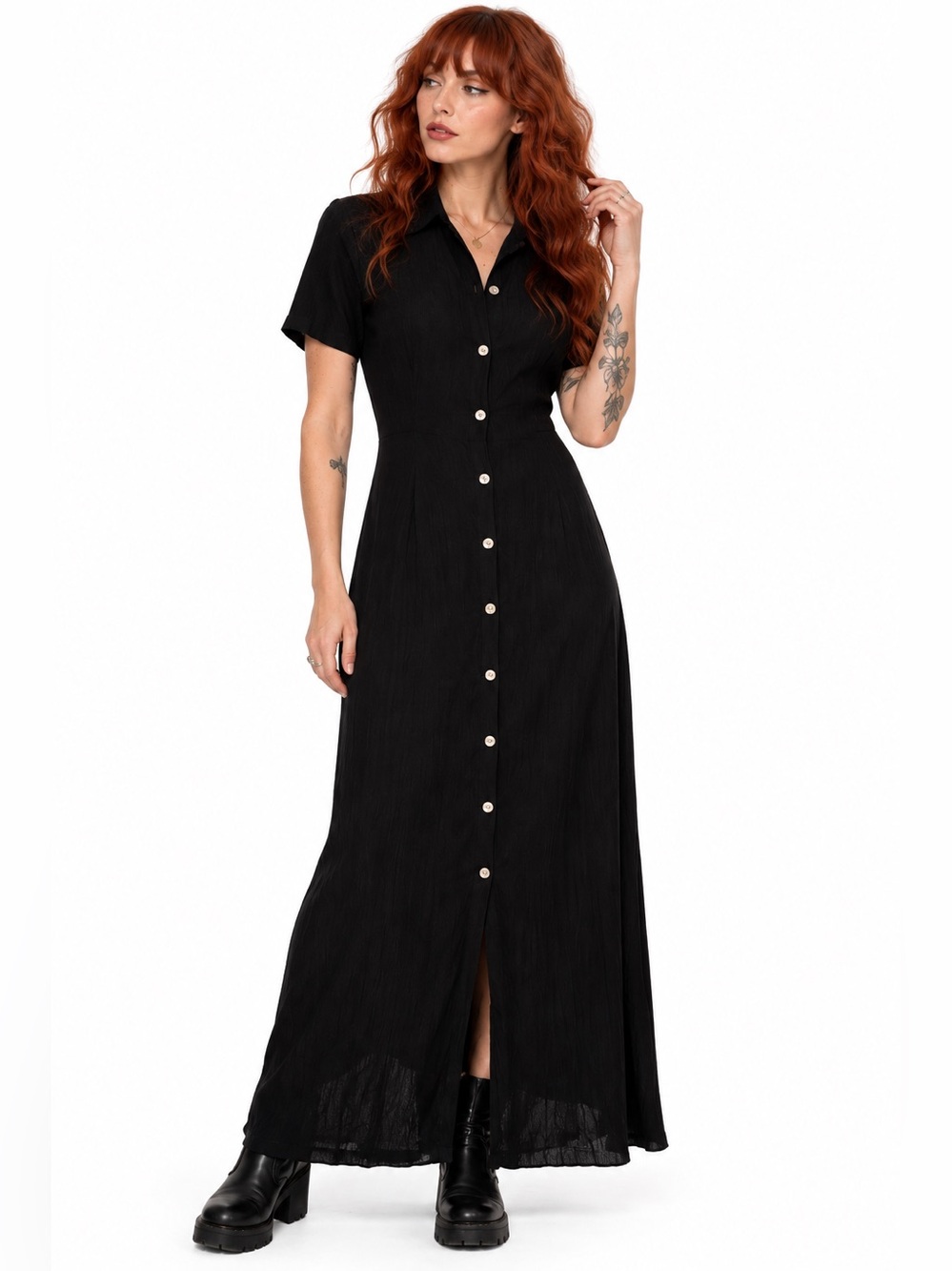 April Cornell Black Rayon Button Front Maxi Dress Size Large